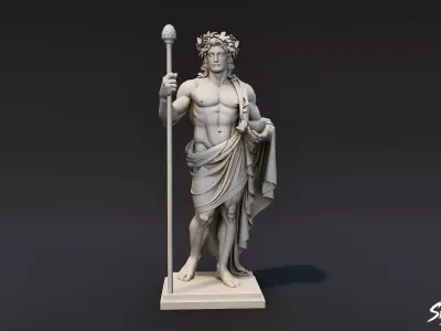 Dionysus Statue Low-poly 3D model