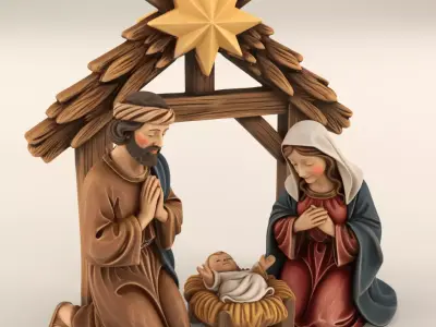 Nativity STL Holy Family 3D Print Set separated files 3D print model