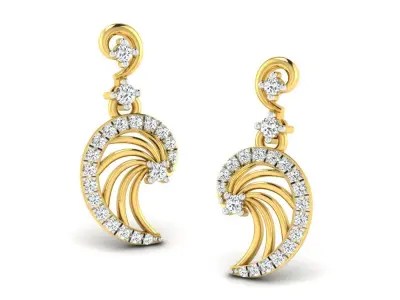 Solitaire Drop Earrings 3dm STL OBJ FBX Renders Details 3D print model