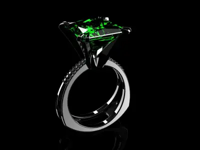 3D model Solitaire Princess-EL Shank-PV 3D print model