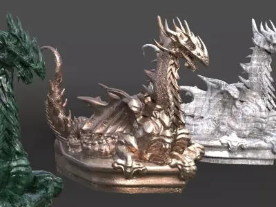 Dragon statue Fantasy Vikings 2 3D model