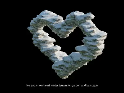 Heart rock terrain fantasy set with two seasons 3D Model Collection