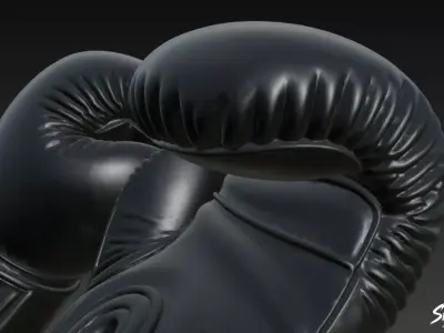 Black Boxing Gloves Low-poly 3D model