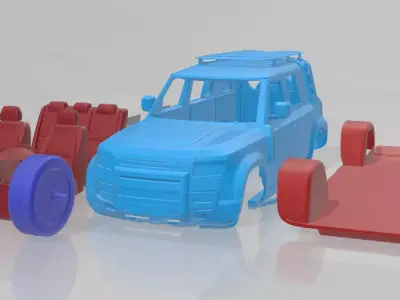 Land Rover Defender Explorer  Separate Parts 3D Model 3D print model