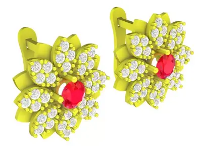 Luxury Floral Cluster Gemstone Earrings for Women 5928 3D print model
