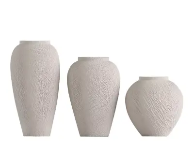 Set simple elegant ceramic vase 3D model
