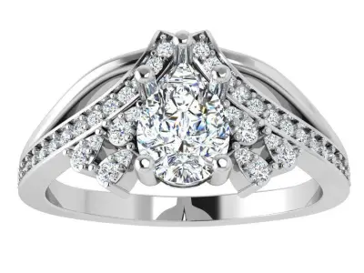 Pear Cut Unique Ring 4684 3D print model