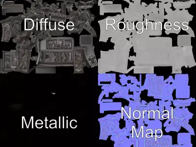 Baroque Stone Archway model pack Low-poly 3D model