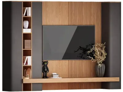 tv wall with modern and minimalist style 3D model