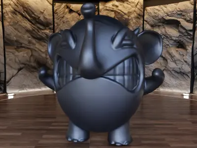 CHarly Angry Elephant Figure Fan ARt Toy  3D print model
