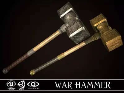 War Hammer 01 Low-poly 3D model