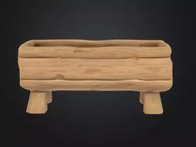 Rustic Wooden Feeding Low-poly 3D model