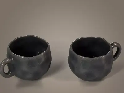 4 Ceramic Cups Pack Low-poly 3D model