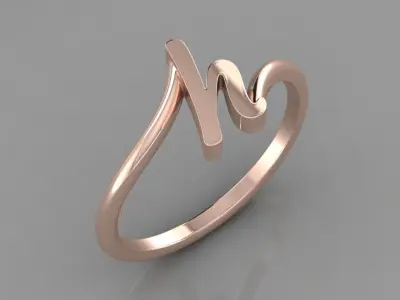 Alphabet Ring  H 3D print model