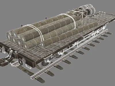 Train Flat Car with Props 3D model