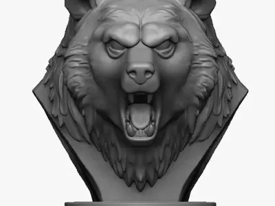bear head bust 3D print model