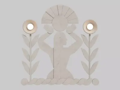 Minimalist Stucco Wall Art Abstract Woman with Sun 3D model