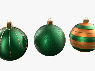 Christmas Tree Ornament Set2 - Green Orange 3D model