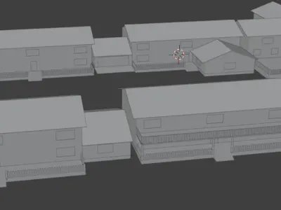 suburban houses 3D model