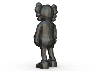 kaws low poly silver figure 3D print model