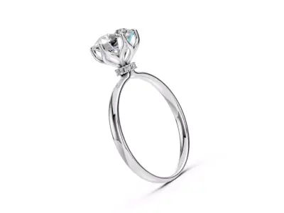Solitaire Ring with Flower Crown 3D print model