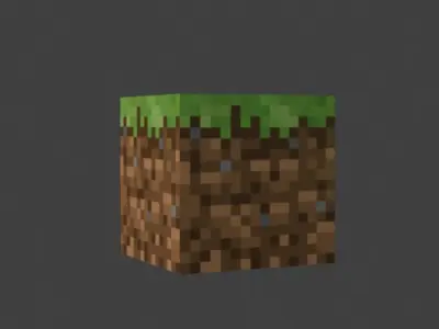 Minecraft Grass Block Blender Object Low-poly 3D model