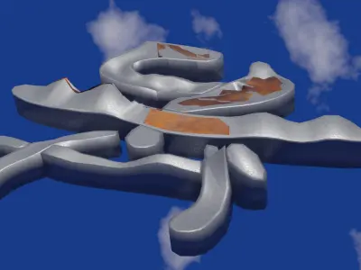 Aluminium Chinese script in damage shape and rust on surface  Low-poly 3D model