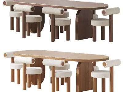 Ezra Dining Table And Freddo Dining Chair 3D model