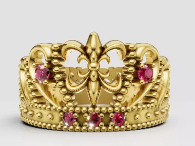 ruby gold ring 3D printable model  3D print model