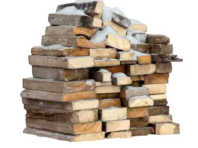 Ultra realistic Firewood Scan Low-poly 3D model