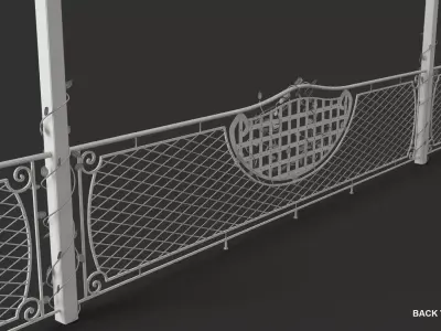 Wrought Metal Decorative Fence 3D model