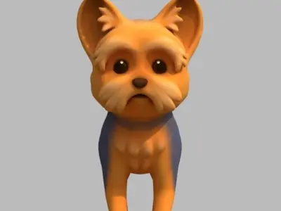 Cartoon Yorkie Low-poly 3D model