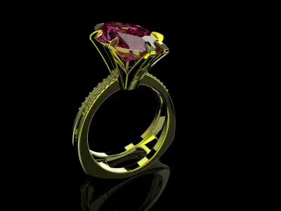 3D model Solitaire Marquise Cut EL Ring-PV 3D print model