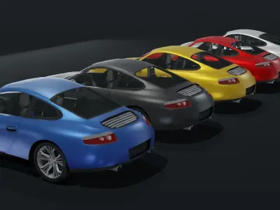 Generic Coupe Car With Interior Lowpoly 3D Model Low-poly 3D model