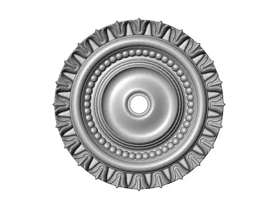 Curved carved pattern ceiling medallion rosette relief sculpture 3D print model