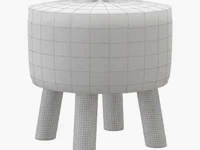 Luxury Gotland sheepskin stool 3D model