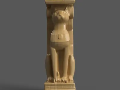 Egyptian Cat Column Stand 3D STL File for Elegant Decor 3D print model