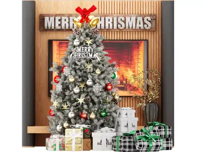 Christmas tree with ornaments 3D model
