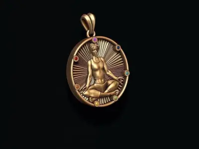 Yoga pendant with gems 3D print model
