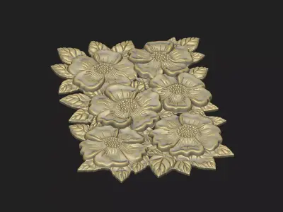 wild flower decor floral ornate cnc laser motif home wall relief 3D print model