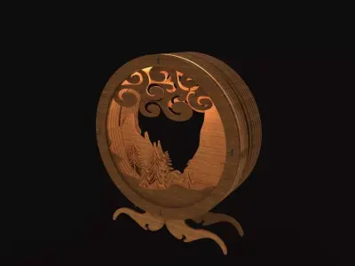 unique wooden lamp  3D print model