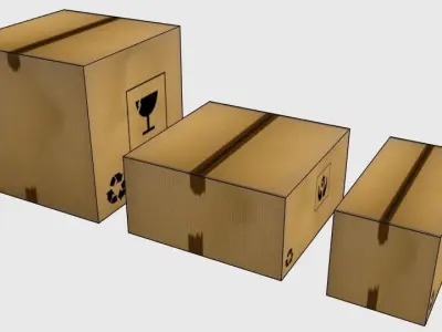 Carboard Box pack Free low-poly 3D model