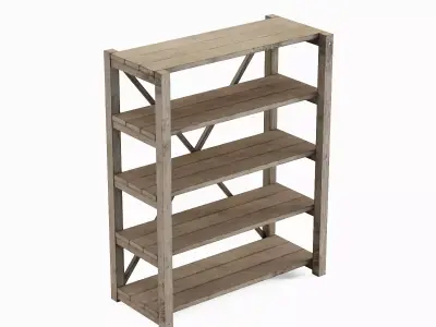 Wide Pottery Shelf B 02 Low-poly 3D model