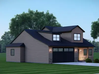 American Exterior House Design Classic Modern Country Home 3D model