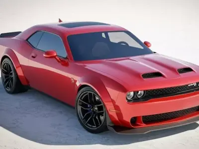Powerful Red Dodge Challenger SRT Hellcat Low-poly 3D model