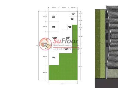 House 8x20m code 519 - Sketchup 3D model 3D model 3D model