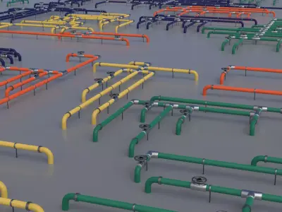 Wall Ground Pipes Asset Pack 3D model