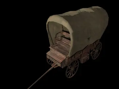 Old Wagon Low-poly 3D model