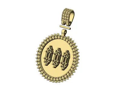 Baguette diamond clusters iced pendant with bail 3D print model