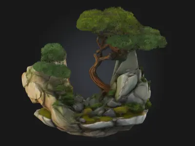 Serene Peaks  Majestic Tranquility in Stone and Sky 3D model